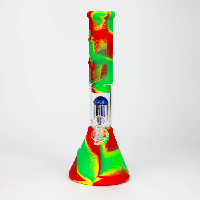 11" Silicone with glass percolator bong - Assorted[SP1060]