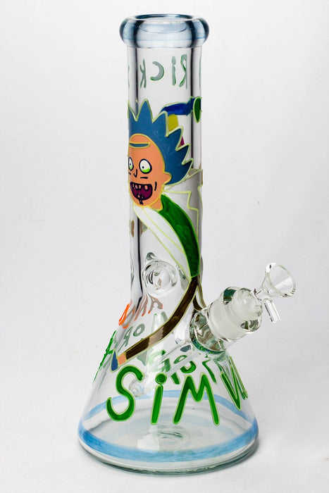 13" Glow in the dark hand painted 7 mm glass water bong