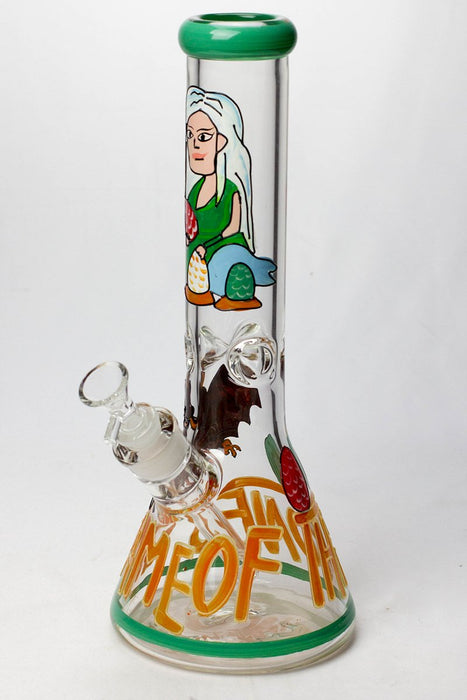 13" Glow in the dark hand painted 7 mm glass water bong
