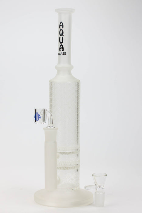 14" AQUA Glass / 2-in-1 / Dual honeycomb sandblast glass water bong