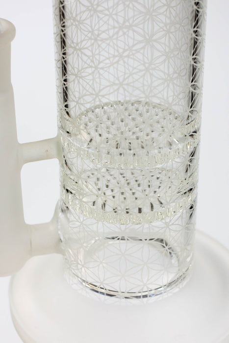 14" AQUA Glass / 2-in-1 / Dual honeycomb sandblast glass water bong