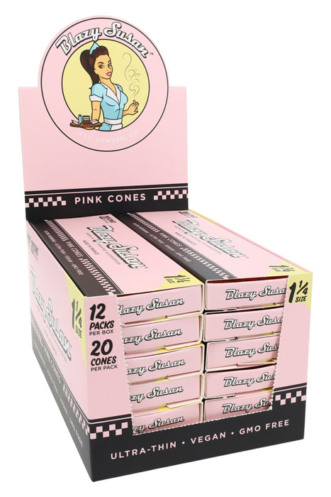 Blazy Susan 1¼ Pre-Rolled Cones – Pink or Purple – 20/Pack – 12-Count Display