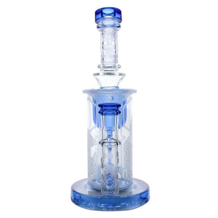 Calibear Sandblasted Klein Recycler Dab Rig with Seed of Life Perc – 8” Glass Rig