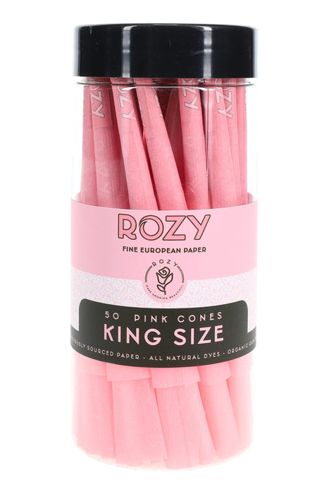 ROZY King Size Pink Pre-Rolled Cones – 50-Count Jar