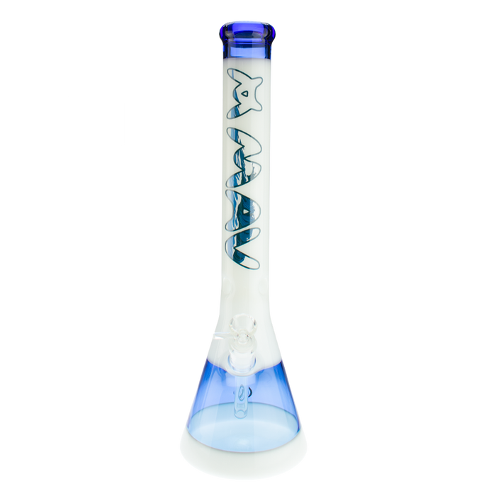 18" Waves White & Blue Beaker Bong