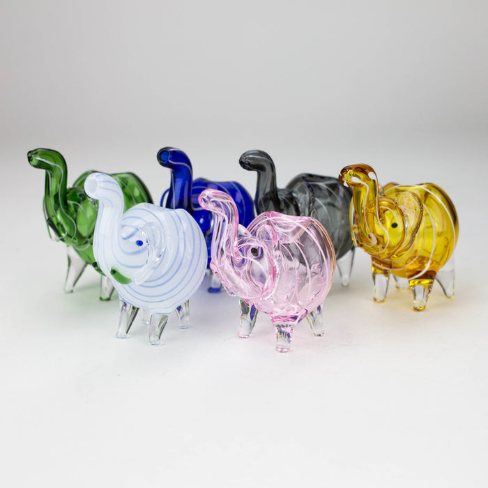 5" Standing elephant color glass hand pipe