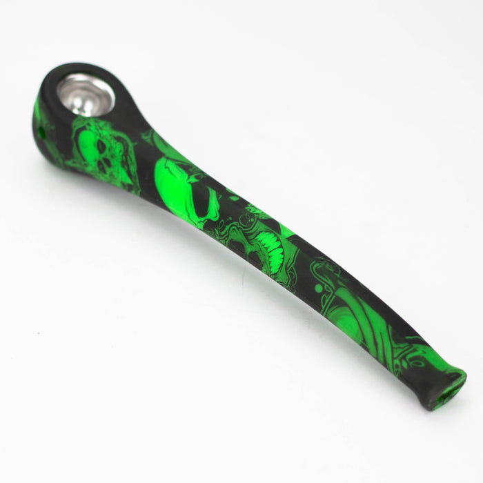 9" Silicone graphic hand pipe with metal bowl