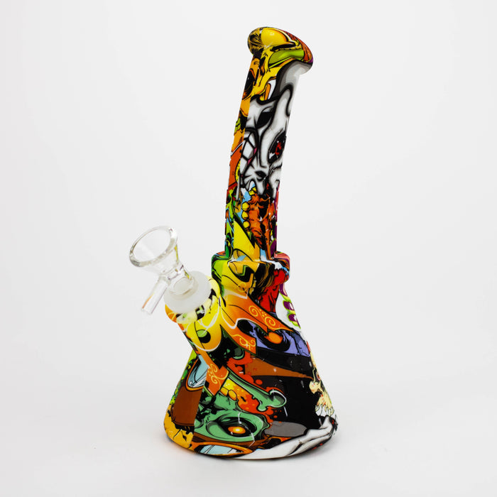 8" Silicone Bong With Assorted Graphics  [7050121B]