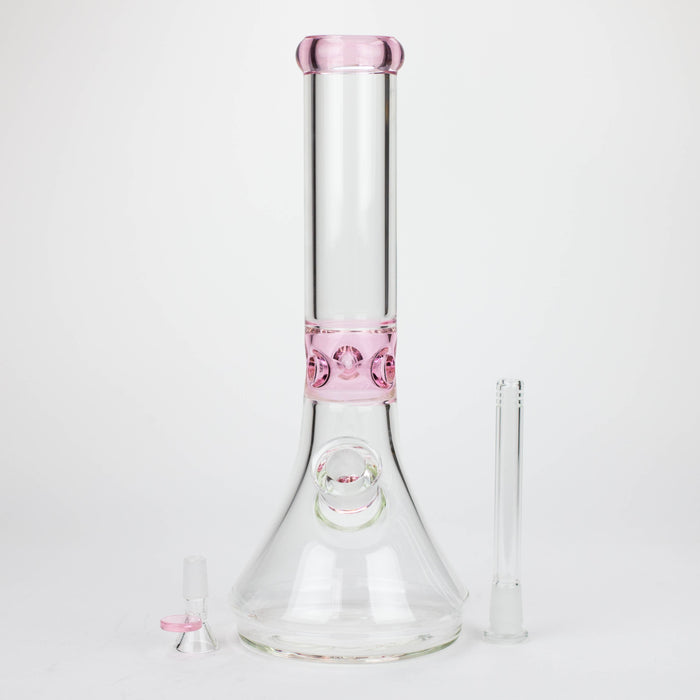 14" Color accented 7 mm glass water bong [BH92x]