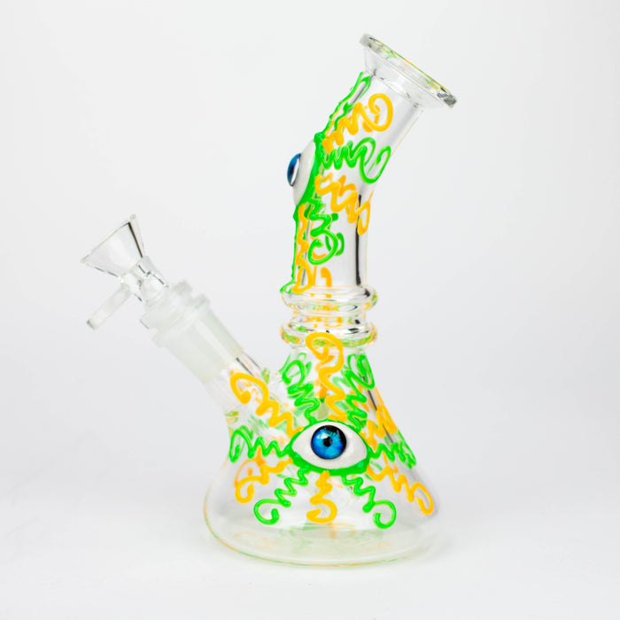 8" Glow in the dark Glass Bong With Eye Design [BH090]