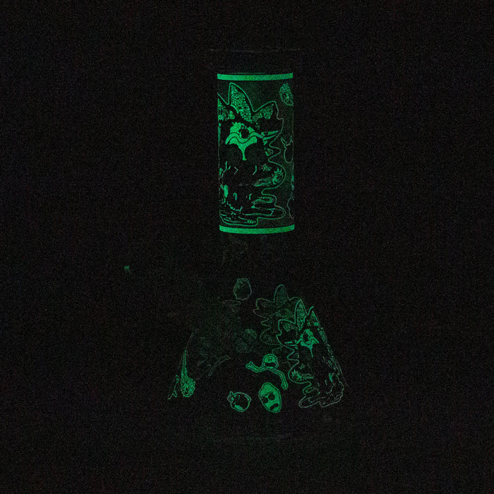 8" Glow in the dark Glass Bong with RM design [BH085]