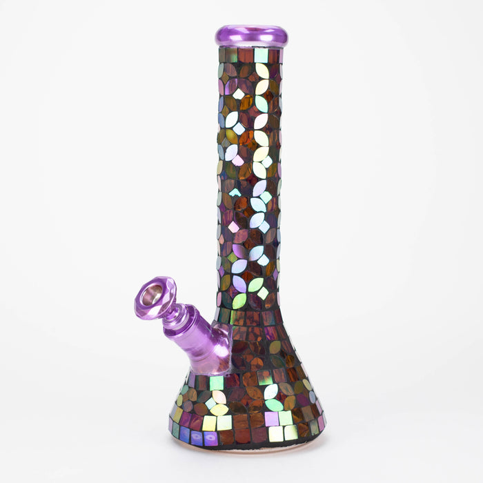 14" Mosaic 9mm glass beaker bong with tree arm percolator [MSAK-2]