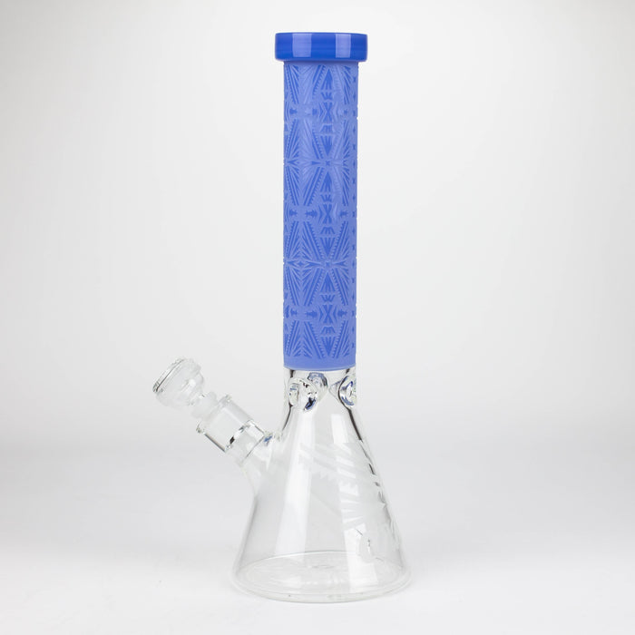 COBRA | 14" sandblasted geometric graphic 7 mm glass bong [YK08]