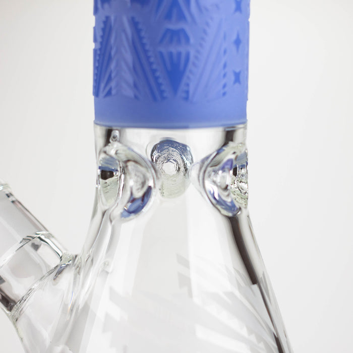 COBRA | 14" sandblasted geometric graphic 7 mm glass bong [YK08]