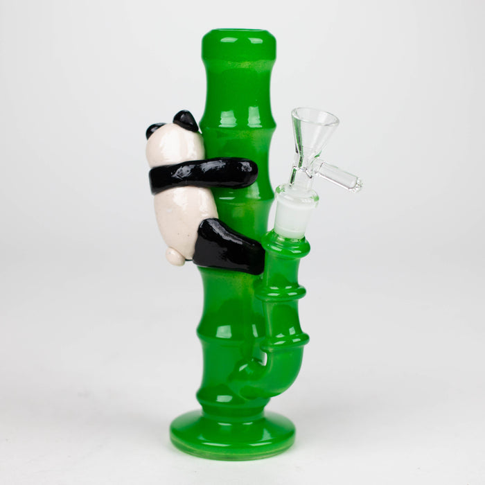 6.5" glass mini bong with a panda hanging on bamboo [XY-J17]