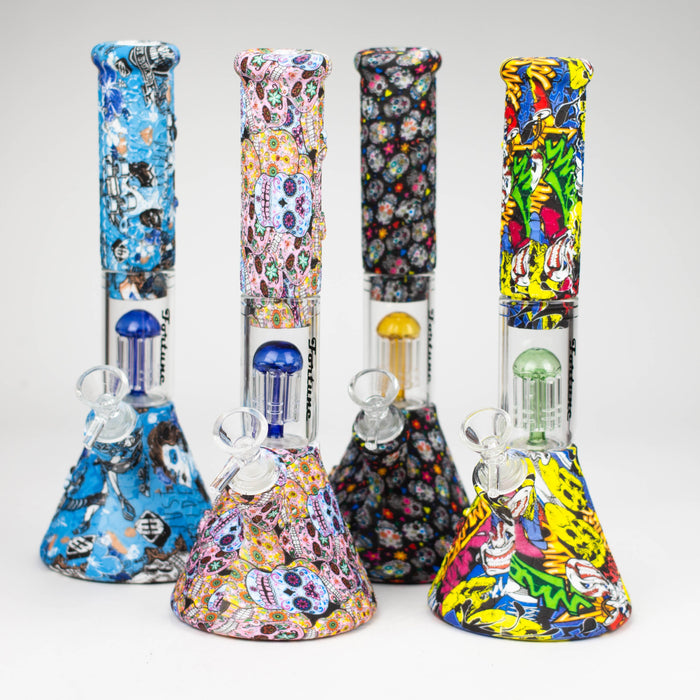 11" Graphic Silicone with glass percolator bong - Assorted [SP1060P]