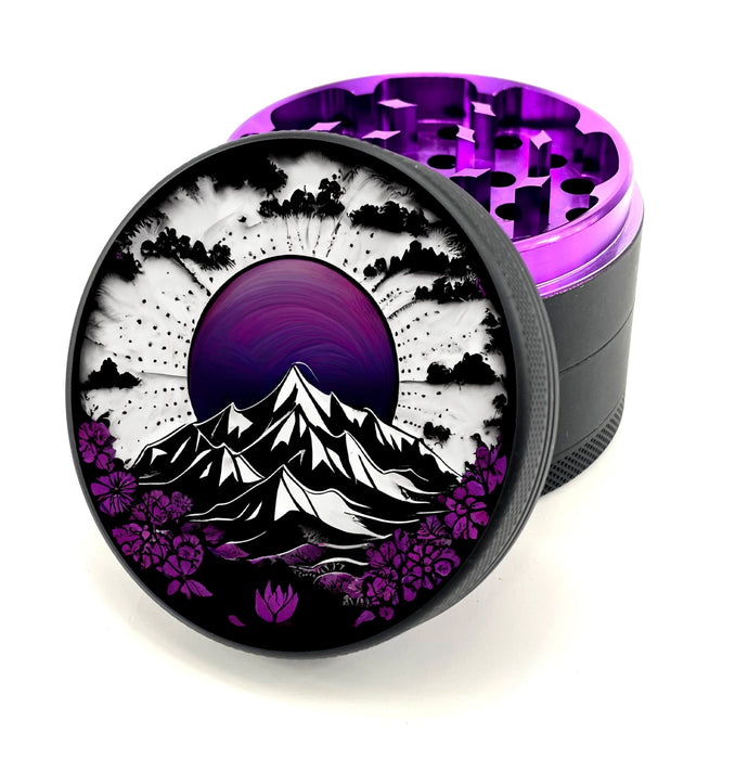 Green Star | 2.5" (63mm) Soft Touch Grinder - Purple Mountain Mandala Design