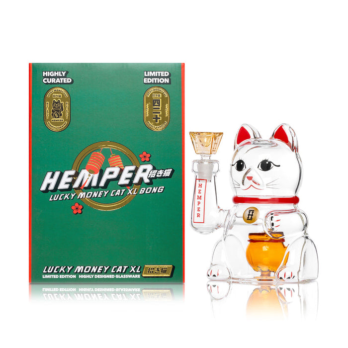 Hemper Lucky Money Cat XL Glass Bong – 7″
