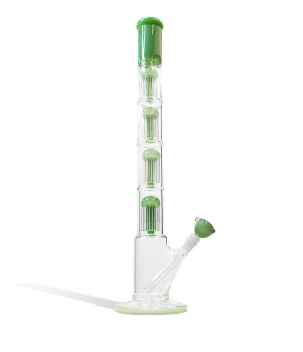 24 Inch Quad Perc Water Pipe with Color Matched Base and Mouthpiece