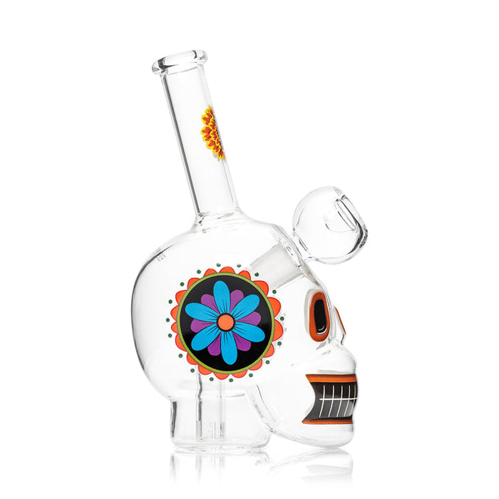 Hemper 6″ Dia De Los Muertos Skull Glass Bong – 14.5 mm Female – 5 mm Thick
