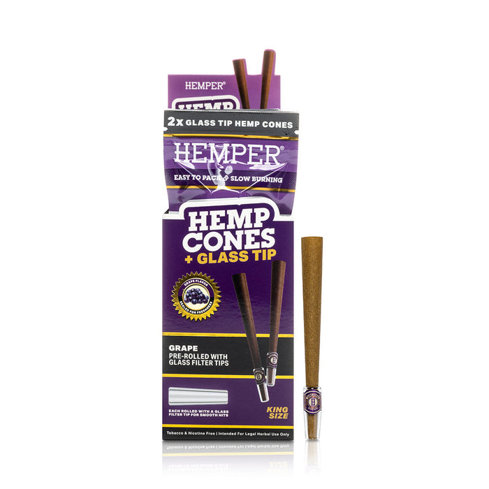Pre-Rolled King Size Glass Tipped Hemp Cones | 2PK