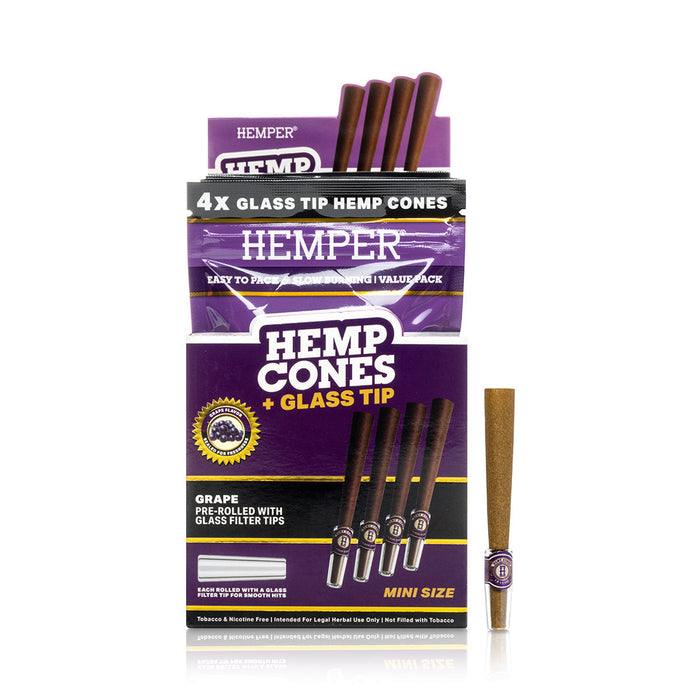 Pre-Rolled Mini Size Glass Tipped Hemp Cones | 4PK