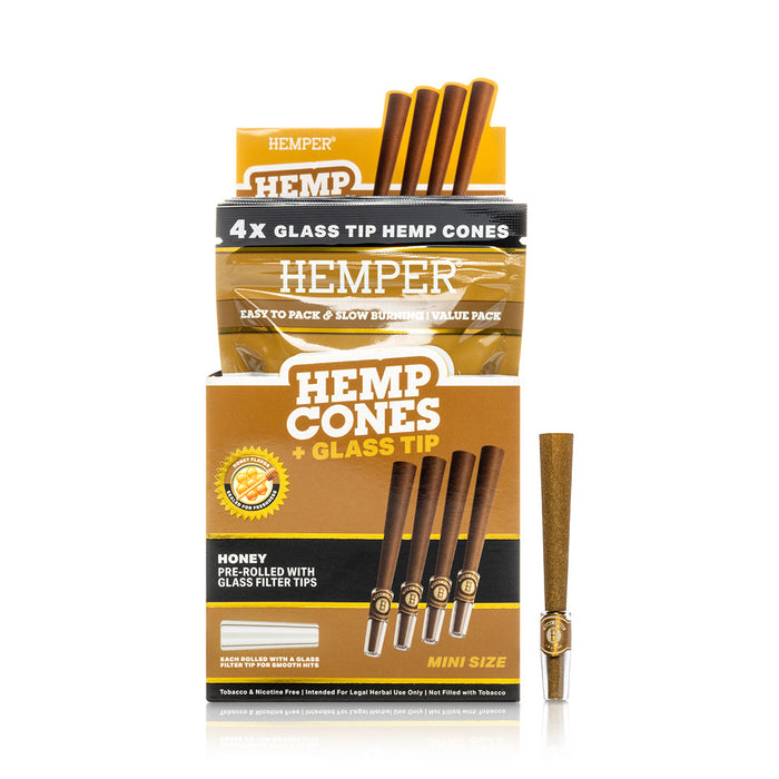 Pre-Rolled Mini Size Glass Tipped Hemp Cones | 4PK