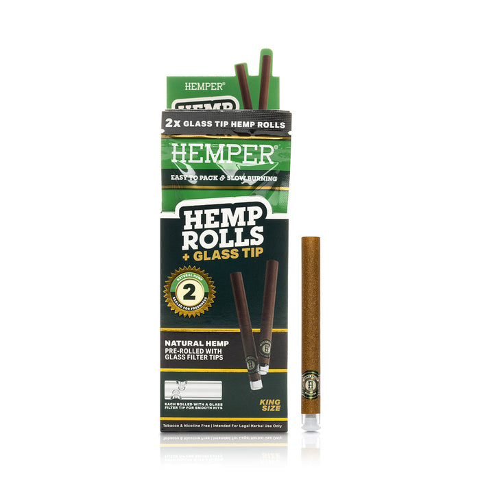 Pre-Rolled King Size Glass Tipped Hemp Rolls | 2PK