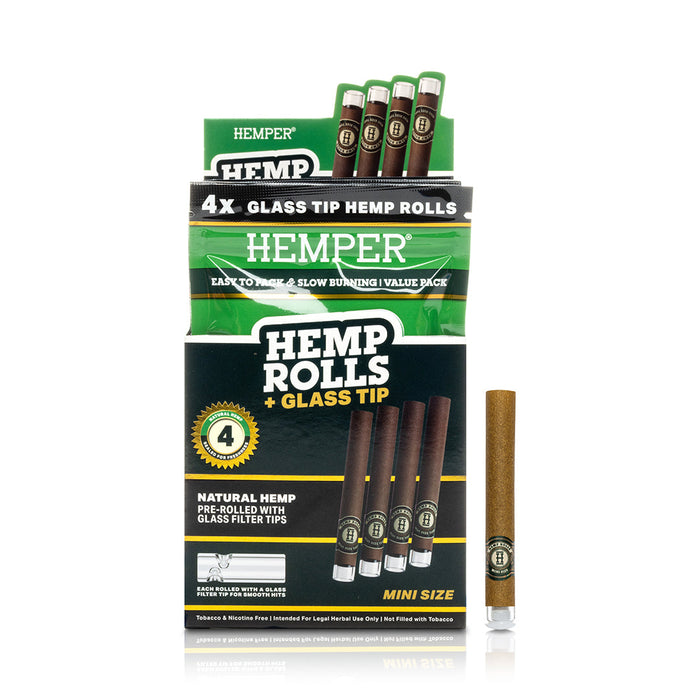 Pre-Rolled Mini Size Glass Tipped Hemp Rolls | 4PK