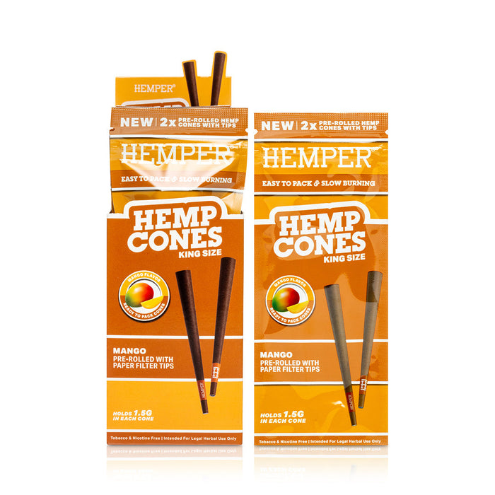 Pre-Rolled 2PK King Size Paper Tip Hemp Cones | 12ct Display