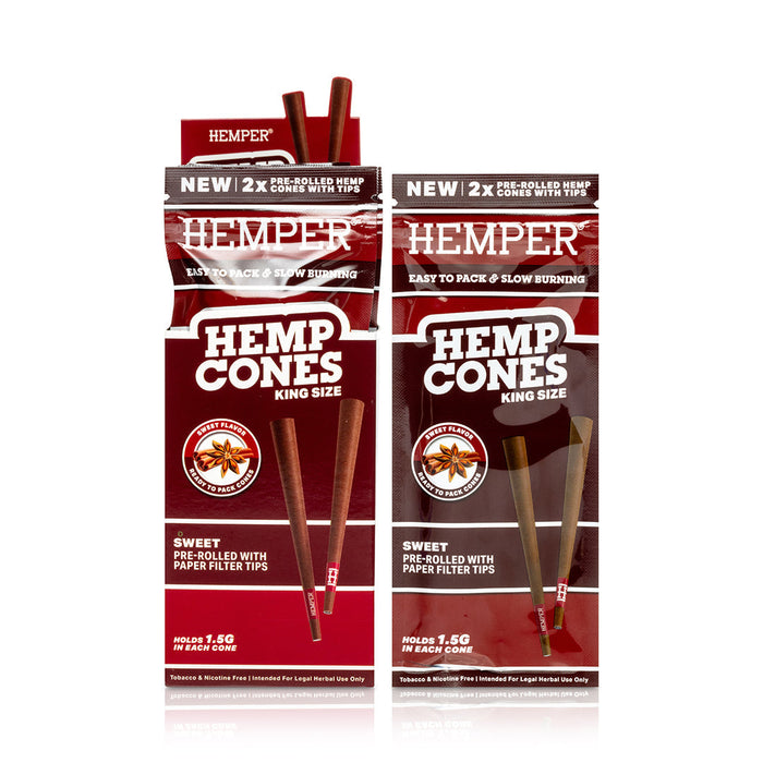 Pre-Rolled 2PK King Size Paper Tip Hemp Cones | 12ct Display