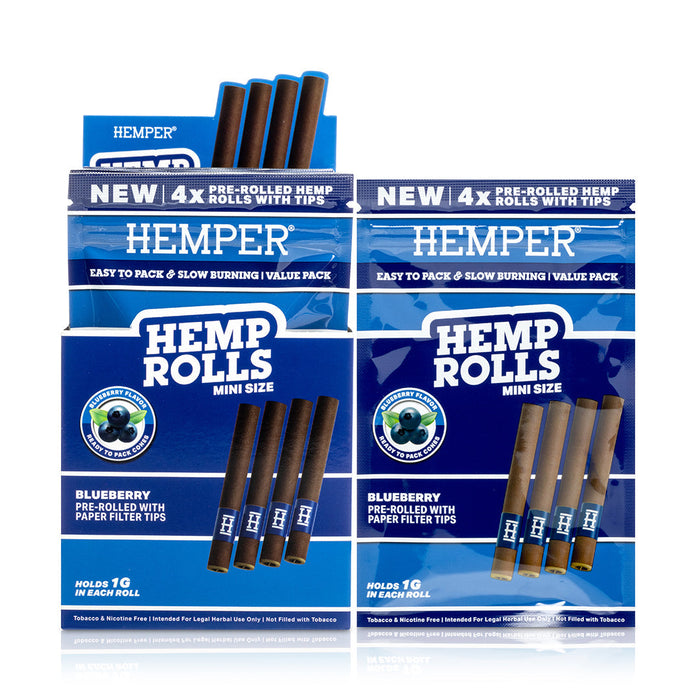 Pre-Rolled Mini Size Paper Tip Hemp Rolls | 4PK Display