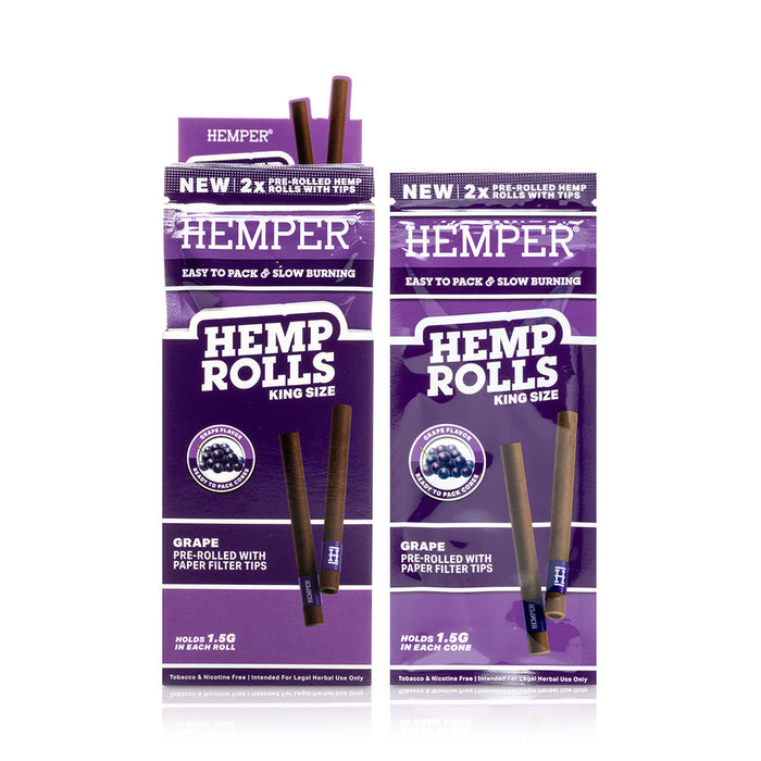 Pre-Rolled King Size Paper Tip Hemp Rolls | 2PK Display