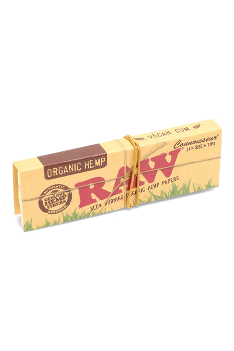 RAW Organic Hemp Connoisseur 1¼ + Tips – 24-Count Display