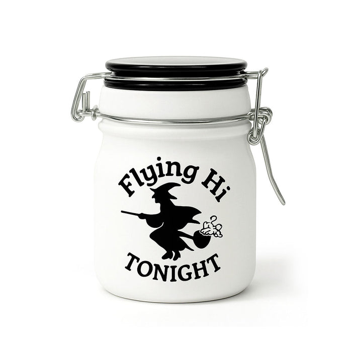 FLYING HI TONIGHT FROSTED GLASS STASH JAR WITH CLAMP LID