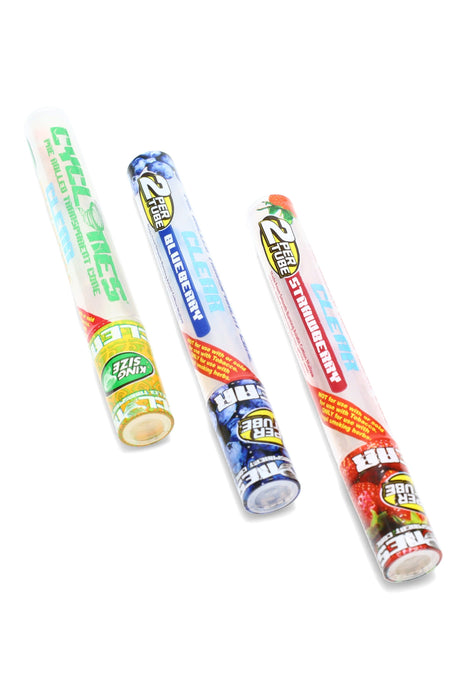 Cyclones Clear King Size Cones Display – 24 Tubes – 2/Tube