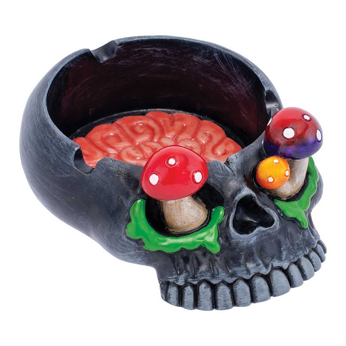 BLACK SKULL PINK BRAIN & MUSHROOM EYES ASHTRAY