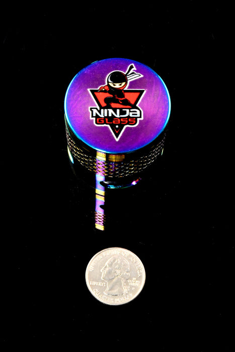 Ninja Glass Rainbow 4-Part Metal Herb Grinder – Windowed – 1½″