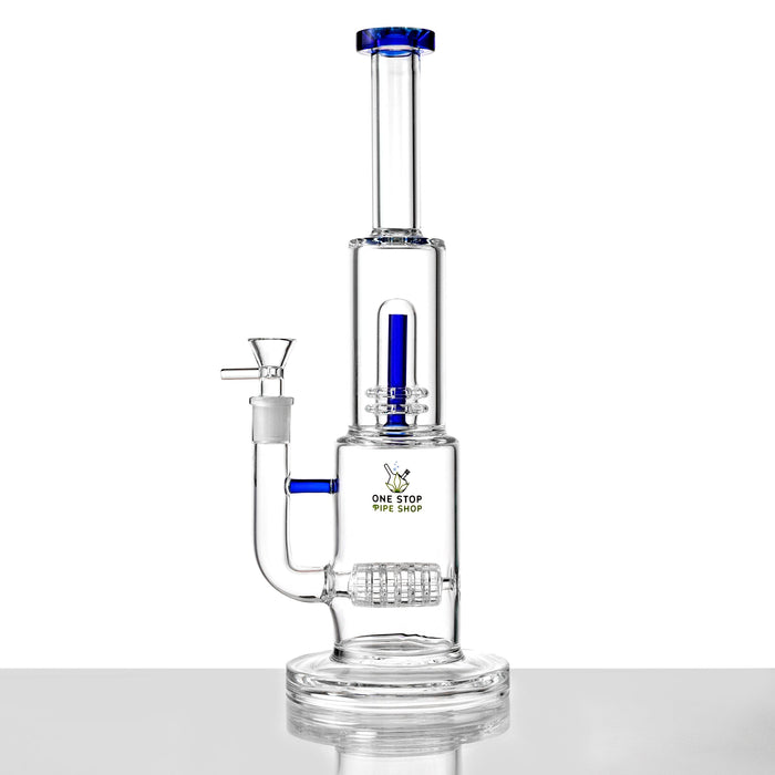 13” Thick Glass 2 Perc Bong w/ UFO Perc & Barrel Inline Perc