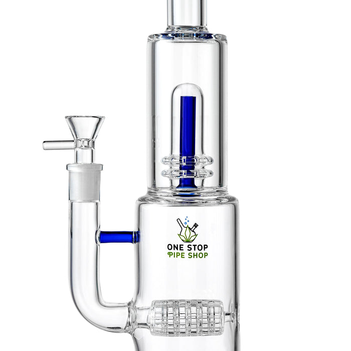 13” Thick Glass 2 Perc Bong w/ UFO Perc & Barrel Inline Perc