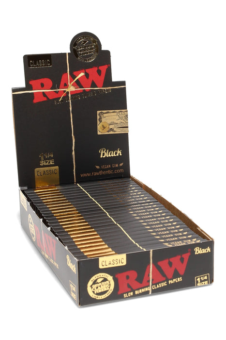 RAW Black Rolling Papers – 24-Count Display Box – 1¼ Size