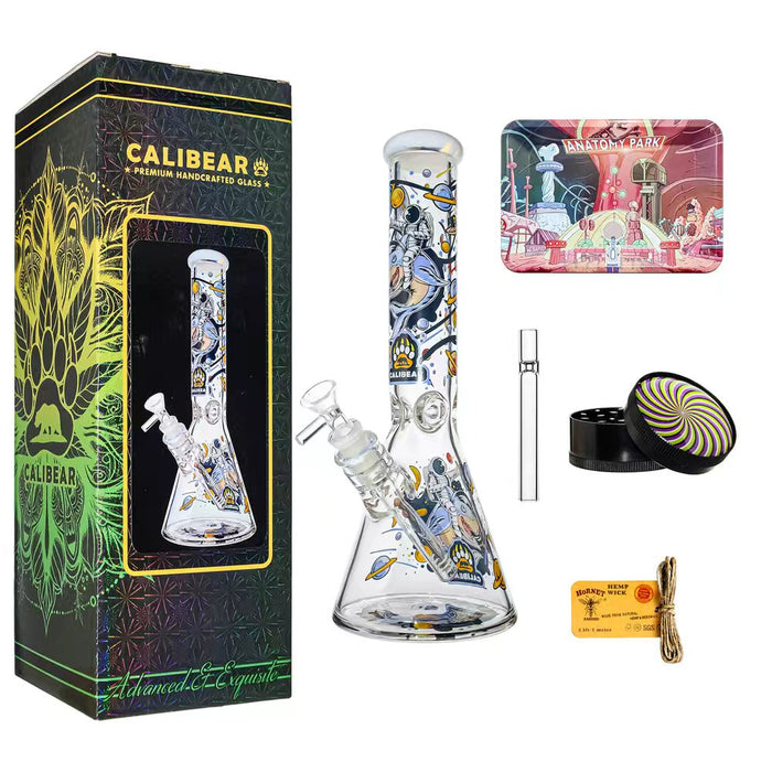 7mm Thick Glass Beaker Water Pipe Combo Box | Calibear Illustrated Series