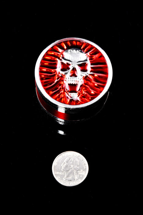 Colored 3-Part Metal Herb Grinder – Skull Lid – 2″ – Assorted