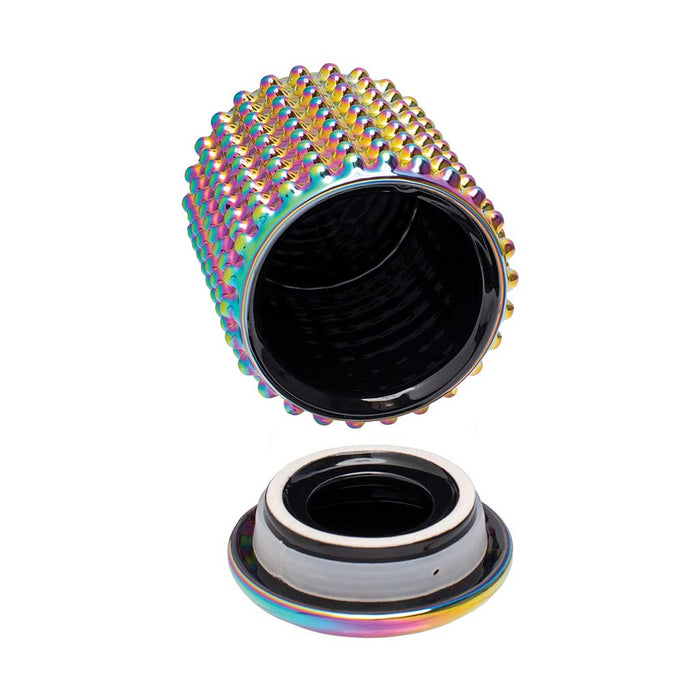 LARGE DOTTED CERAMIC STASH JAR - SPECTRUM