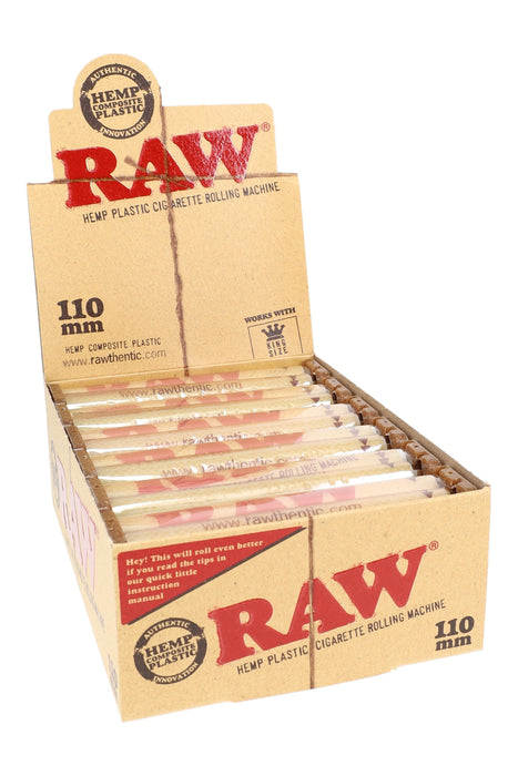 RAW 110 mm Hemp Plastic Rolling Machine – 12 Count Display