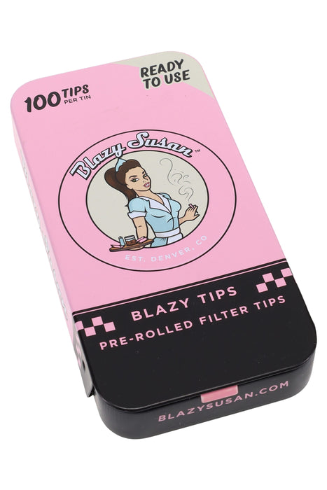 Blazy Susan Pre-Rolled Filter Tips – Pink – 100/Tin – 12-Count Display