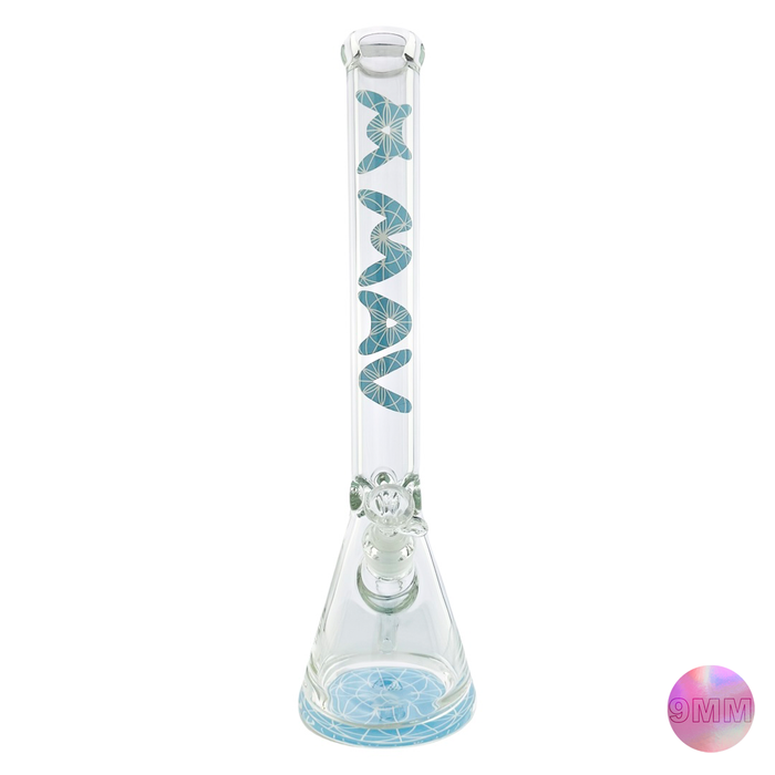 18" X 9mm Baby Blue Mandala Beaker Bong (Seed of Life)