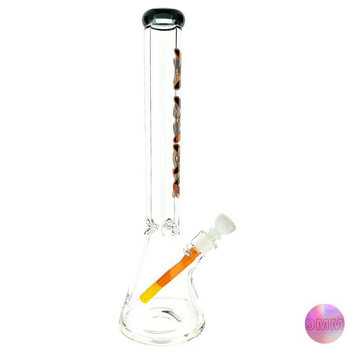 18" x 9mm Halloween Special Drop 18" 9mm Beaker Bong Black Top Pumpkin