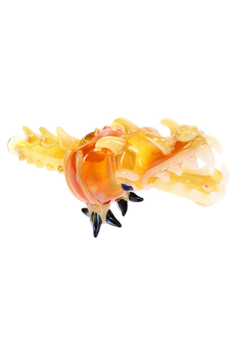 Gold Fumed Dragon Glass Pipe “Fire Hoard” – 8″ – Assorted