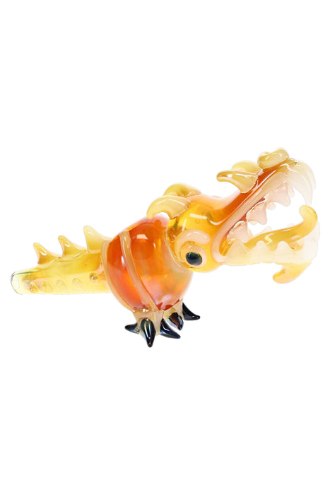 Gold Fumed Dragon Glass Pipe “Fire Hoard” – 8″ – Assorted